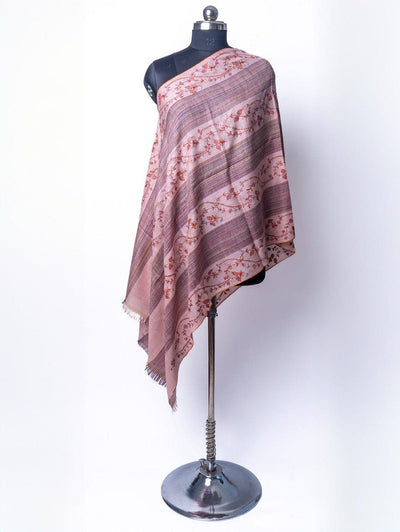 Peach Reverie Sozni Pashmina – Hand Embroidered Enchantment Scarf