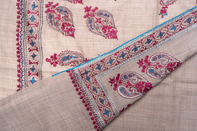 Regal Paisley Merino Wool Hand Embroidered Sozni Shawl