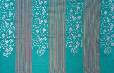 Aegean Bloom Sozni Pashmina – Hand Embroidered Tranquil Scarf