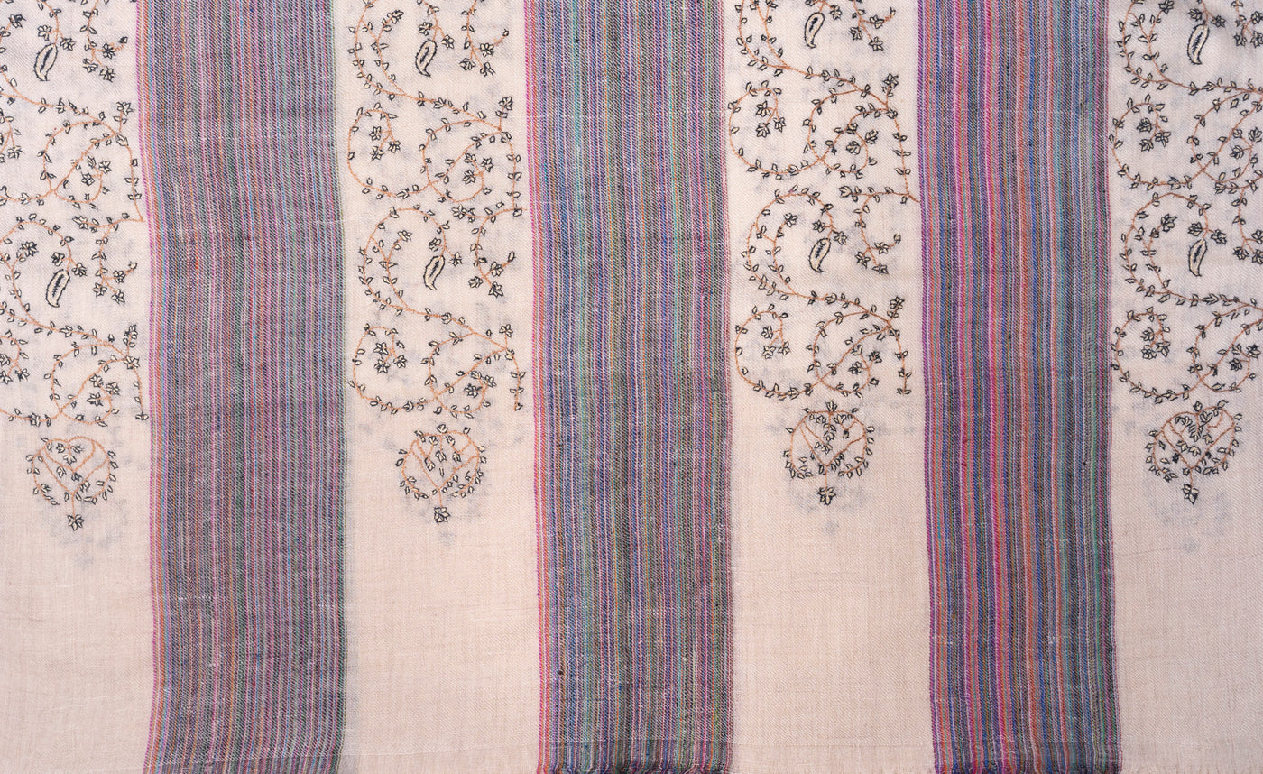Twilight Sonata Sozni Pashmina – Hand Embroidered Harmony Scarf