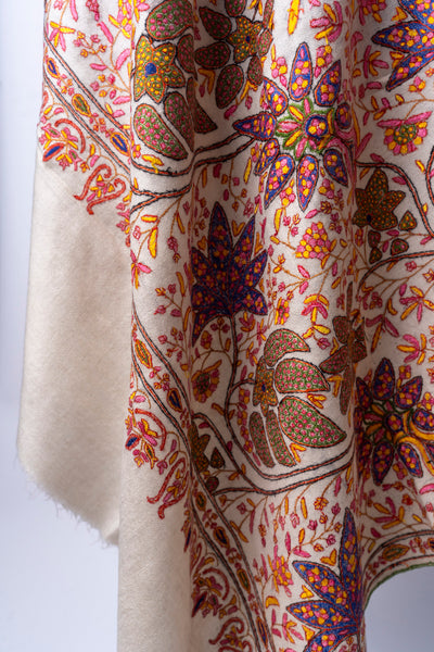 Sozni Garden Tapestry Hand Embroidered Pashmina Shawl