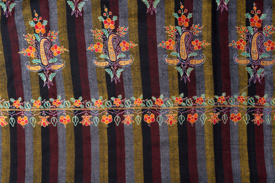 Midnight Carnival Sozni Pashmina – Hand Embroidered Festive Shawl