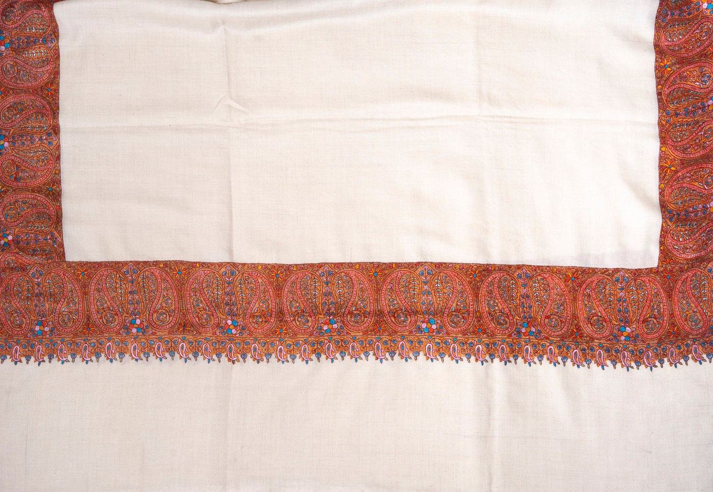 Elegance of Dawn Hand Embroidered Sozni Pashmina Shawl