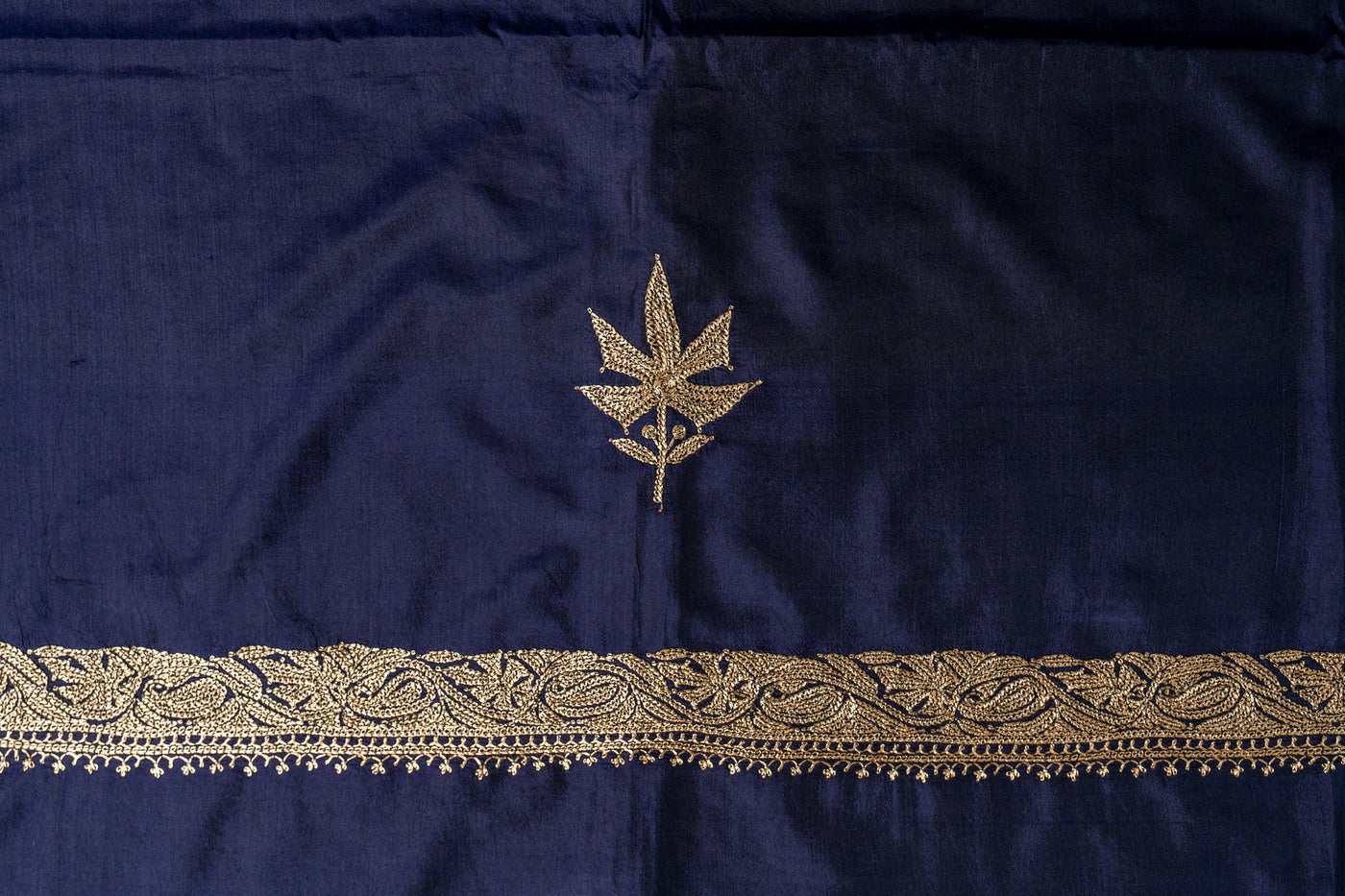 Midnight Majesty Pure Silk Hand-Tilla Embroidery Saree