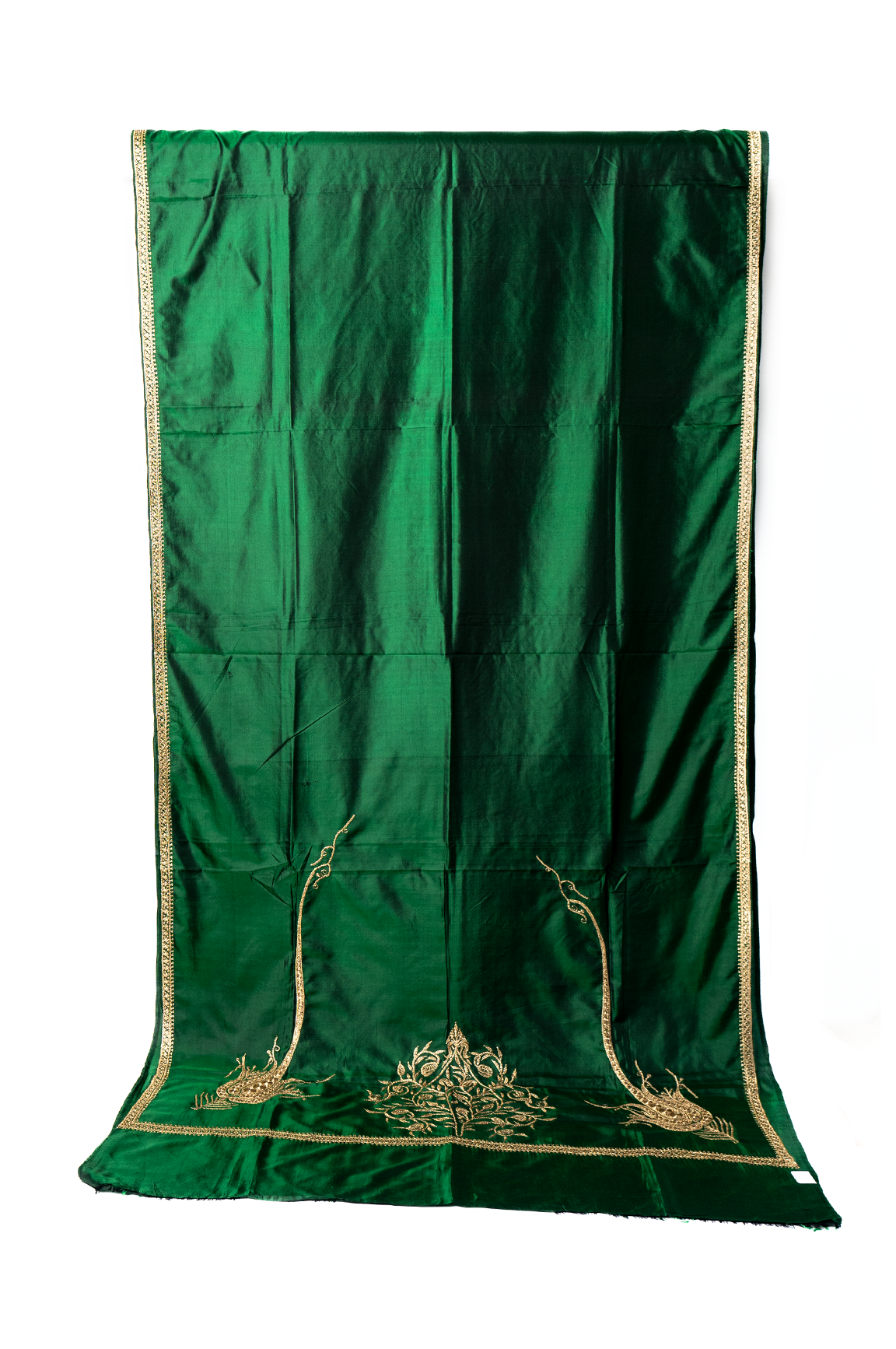 Emerald Elegance Pure Silk Hand-Tilla Embroidery Saree