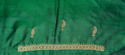 Emerald Elegance Pure Silk Hand-Tilla Embroidery Saree