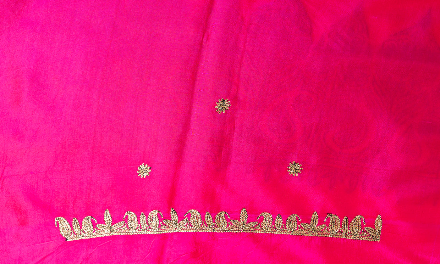 Fuchsia Fantasy Pure Silk Hand Tilla Embroidery Saree