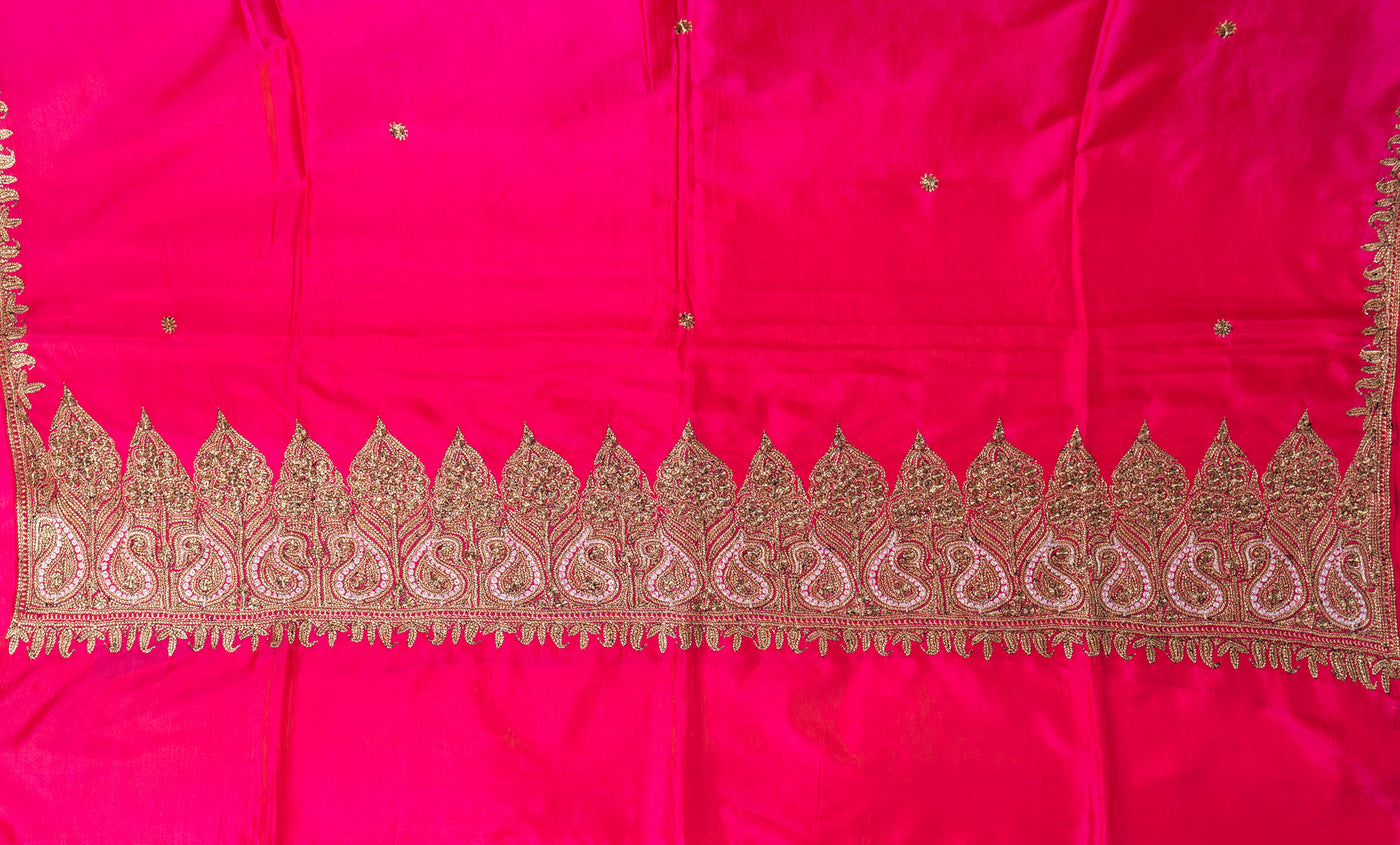 Fuchsia Fantasy Pure Silk Hand Tilla Embroidery Saree