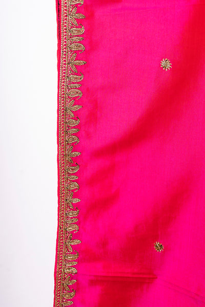 Fuchsia Fantasy Pure Silk Hand Tilla Embroidery Saree