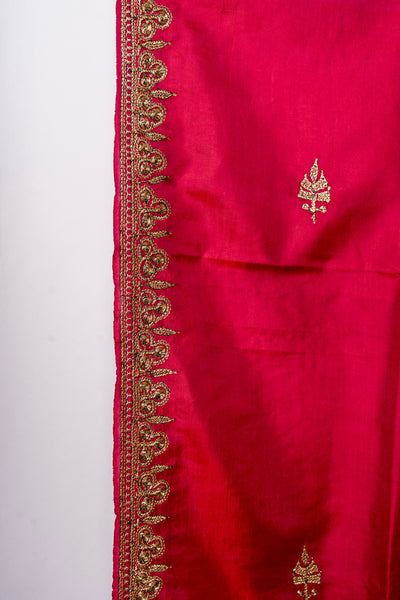 Ruby Radiance Pure Silk Hand Tilla Embroidery Saree