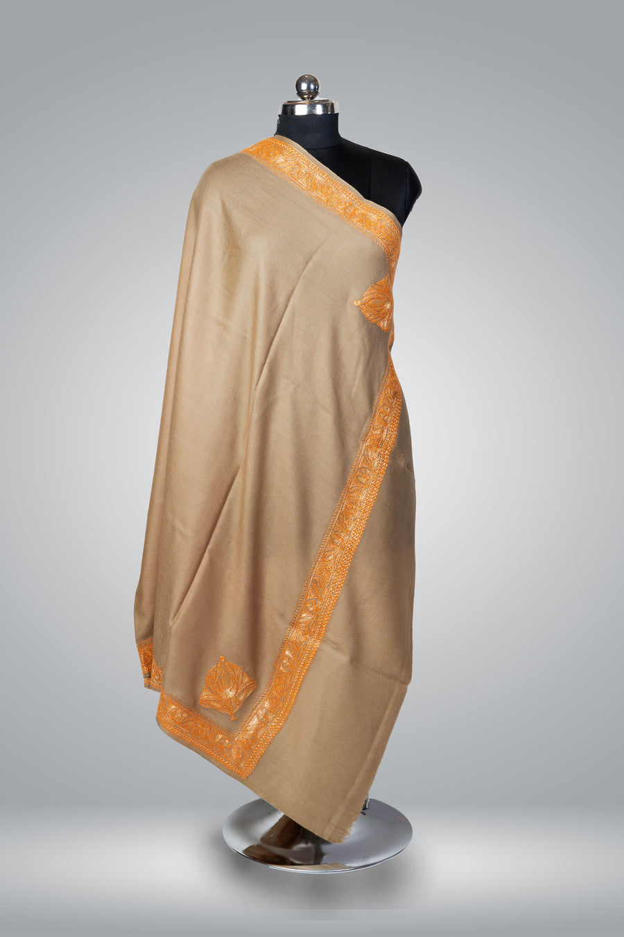 Tilla-Embroidered Fine Merino Wool Shawl