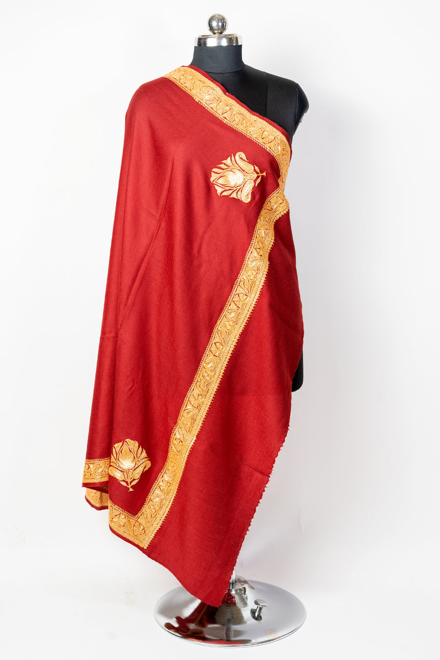 Tilla-Embroidered Fine Merino Wool Shawl