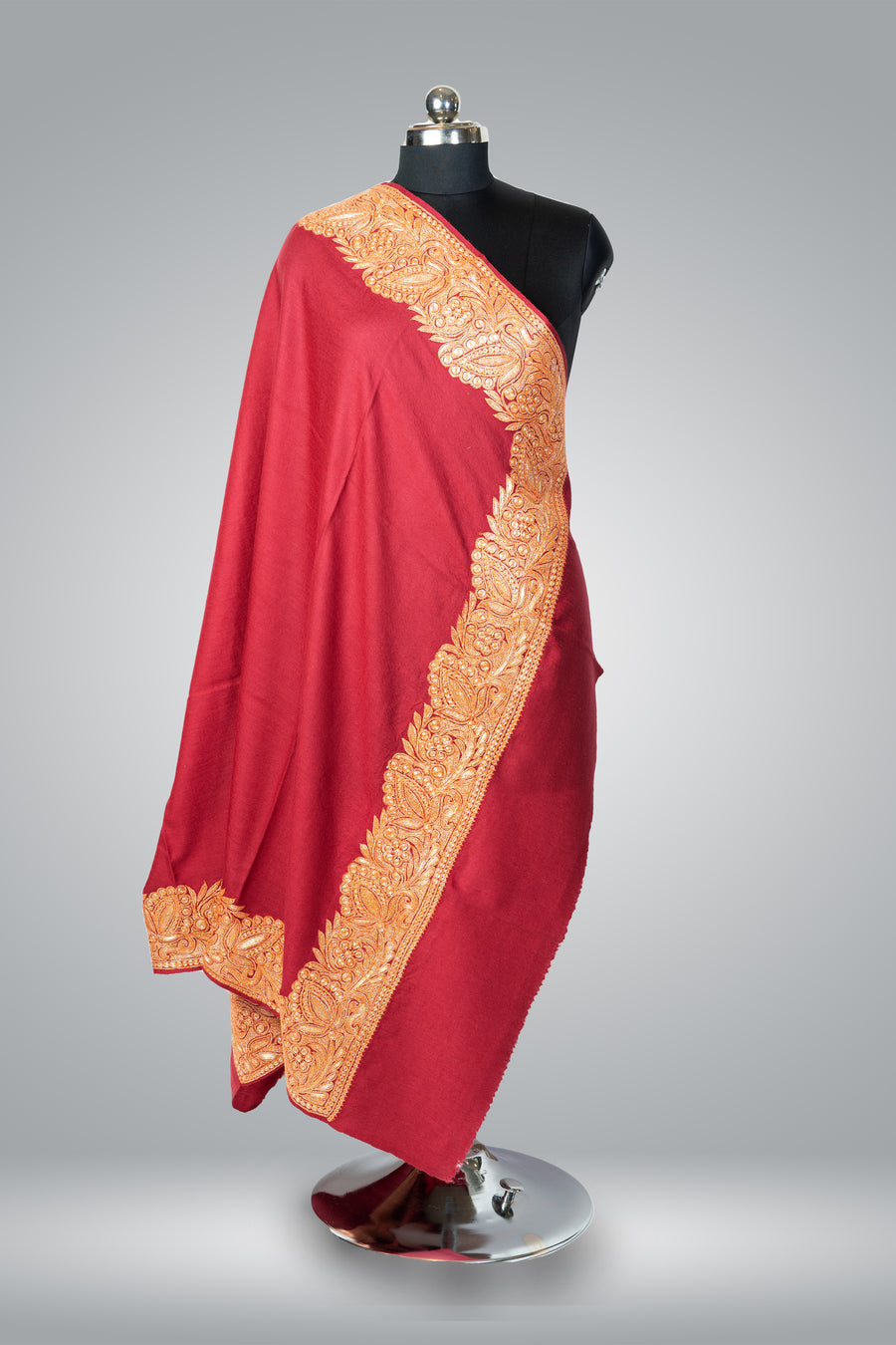 Tilla-Embroidered Fine Merino Wool Shawl