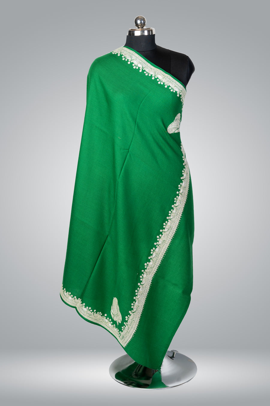 Tilla-Embroidered Fine Merino Wool Shawl