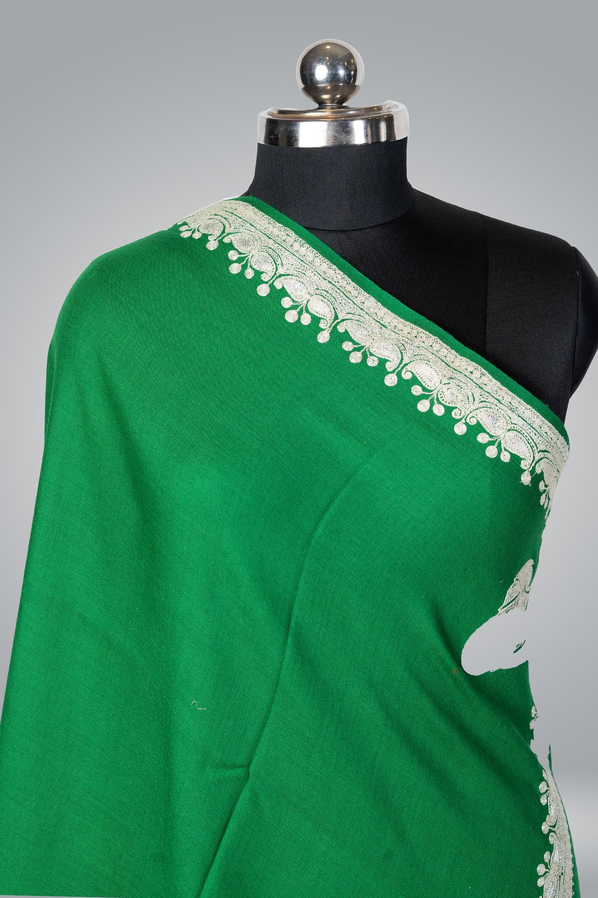 Tilla-Embroidered Fine Merino Wool Shawl