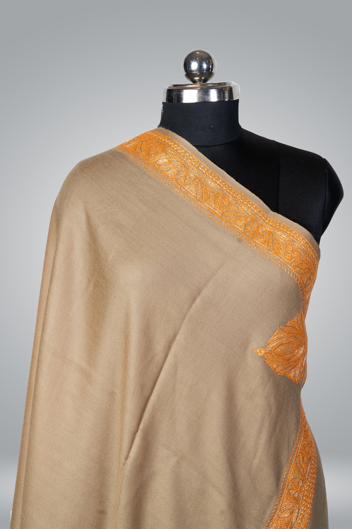 Tilla-Embroidered Fine Merino Wool Shawl