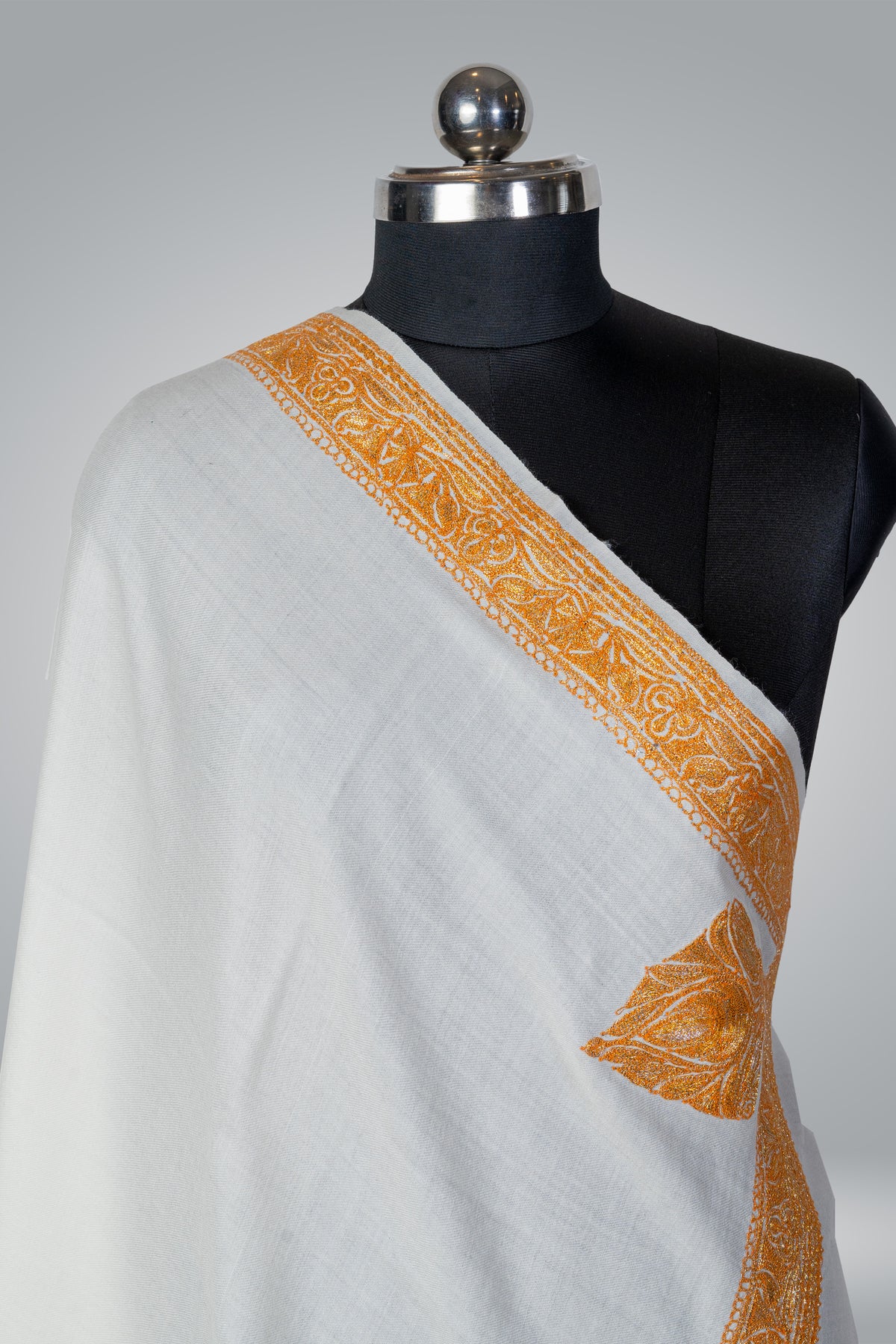 Tilla-Embroidered Fine Merino Wool Shawl