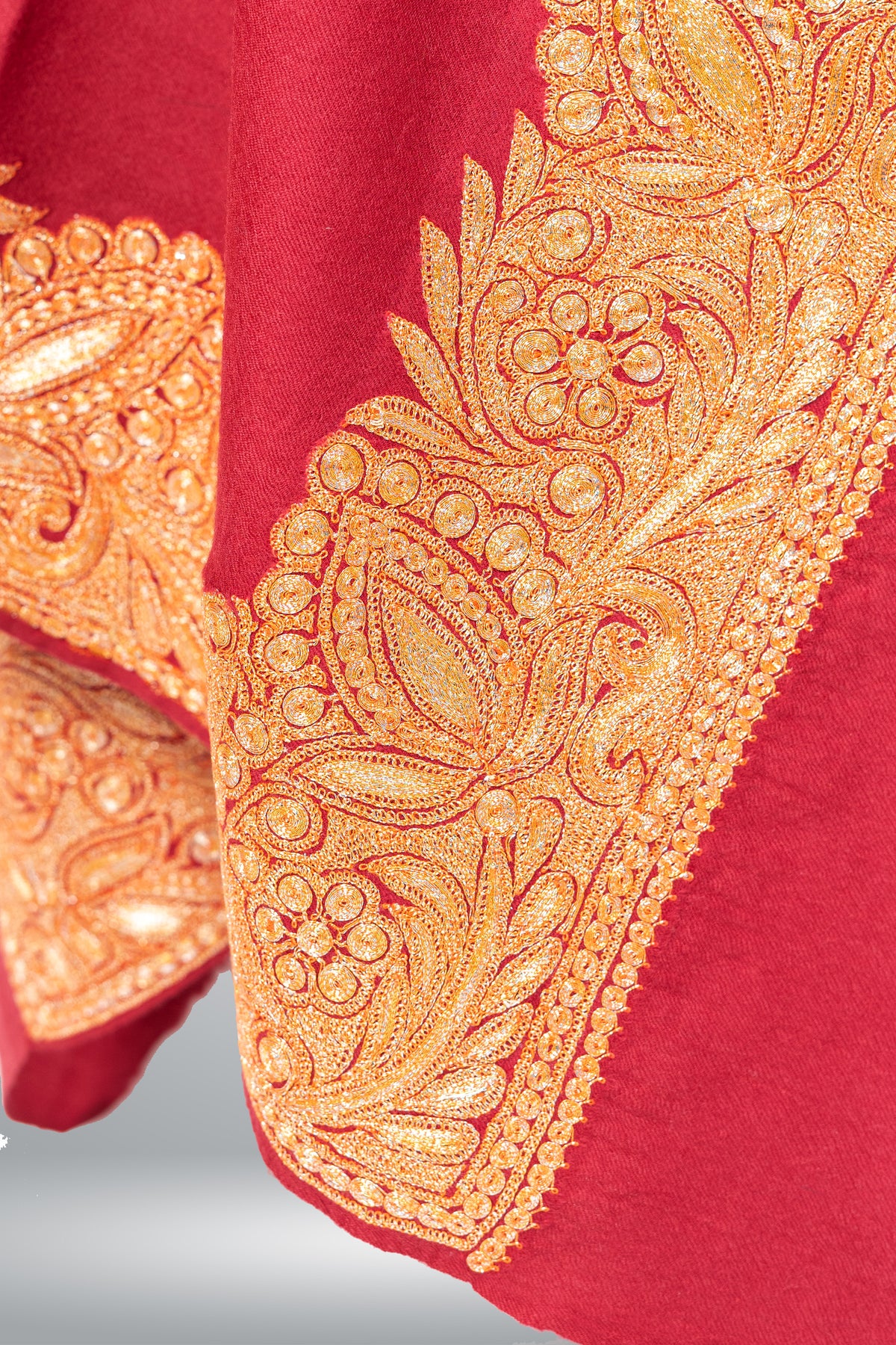 Tilla-Embroidered Fine Merino Wool Shawl