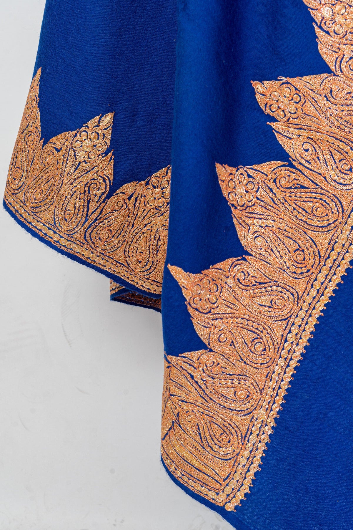 Paisley-Embroidered Fine Merino Wool Shawl