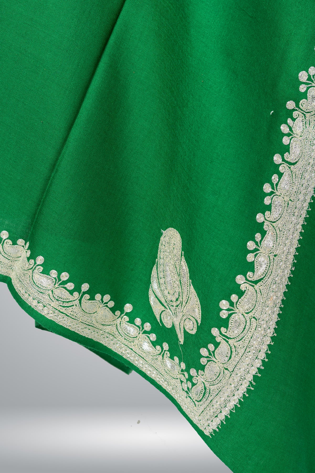 Tilla-Embroidered Fine Merino Wool Shawl