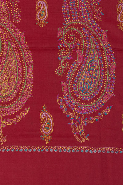 Paisley Perfection: Sozni Embroidered Kashmiri Shawl. - KashmKari