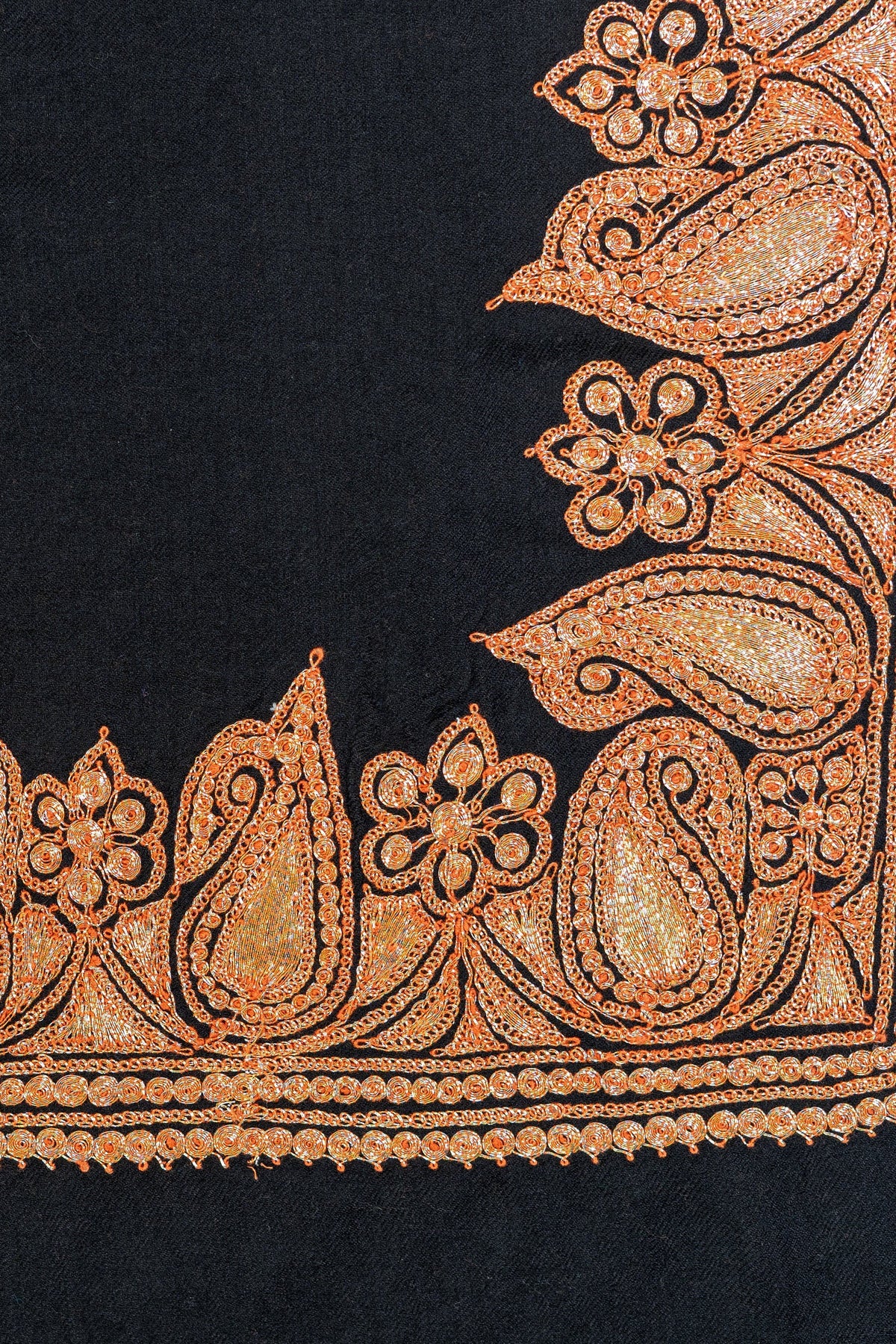 Paisley-Embroidered Fine Merino Wool Shawl