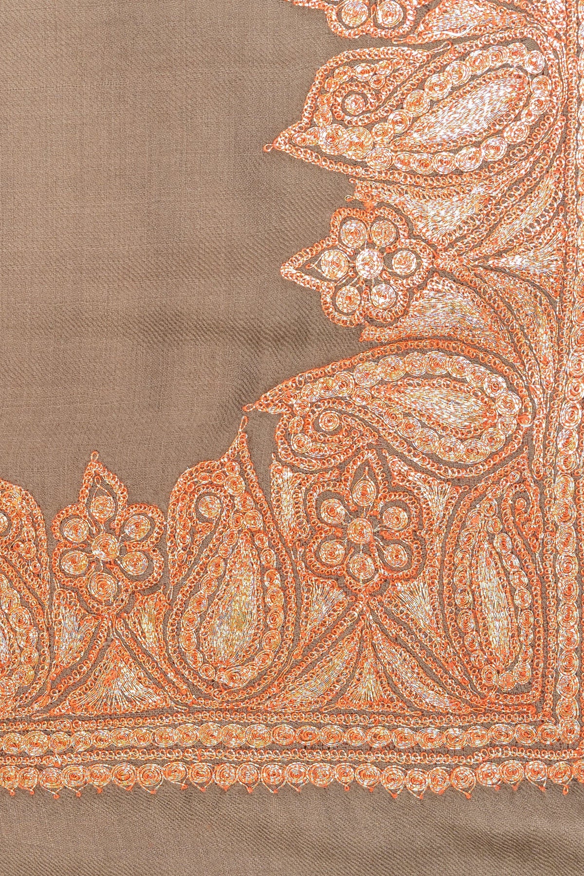 Paisley-Embroidered Fine Merino Wool Shawl