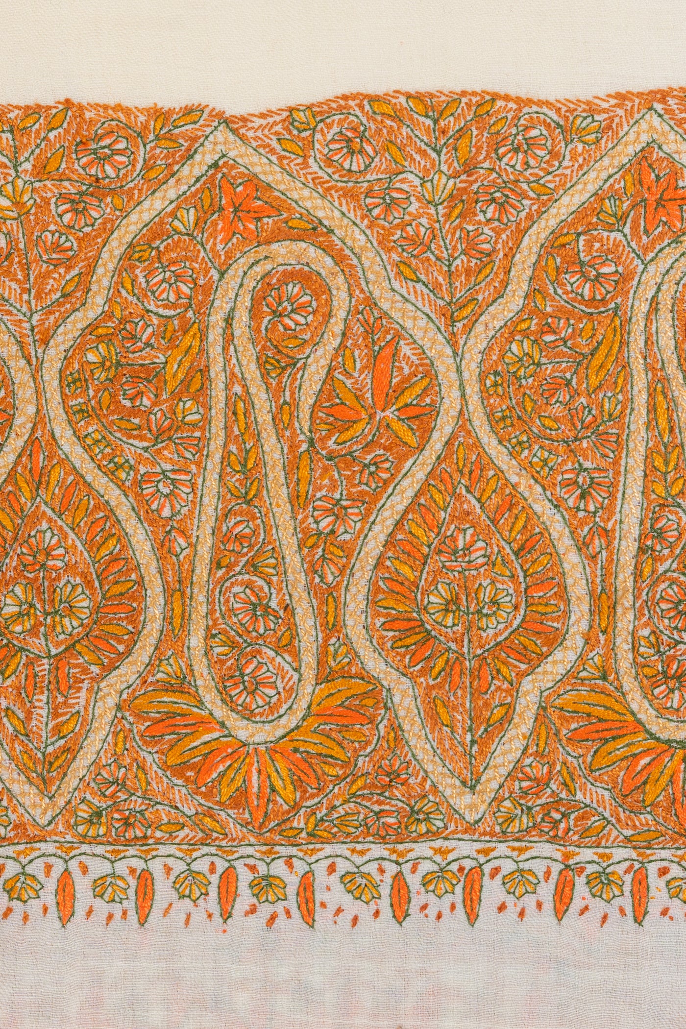 The Sophisticated Symphony: Handcrafted Kashmiri Shawl with Sozni Embroidery - KashmKari