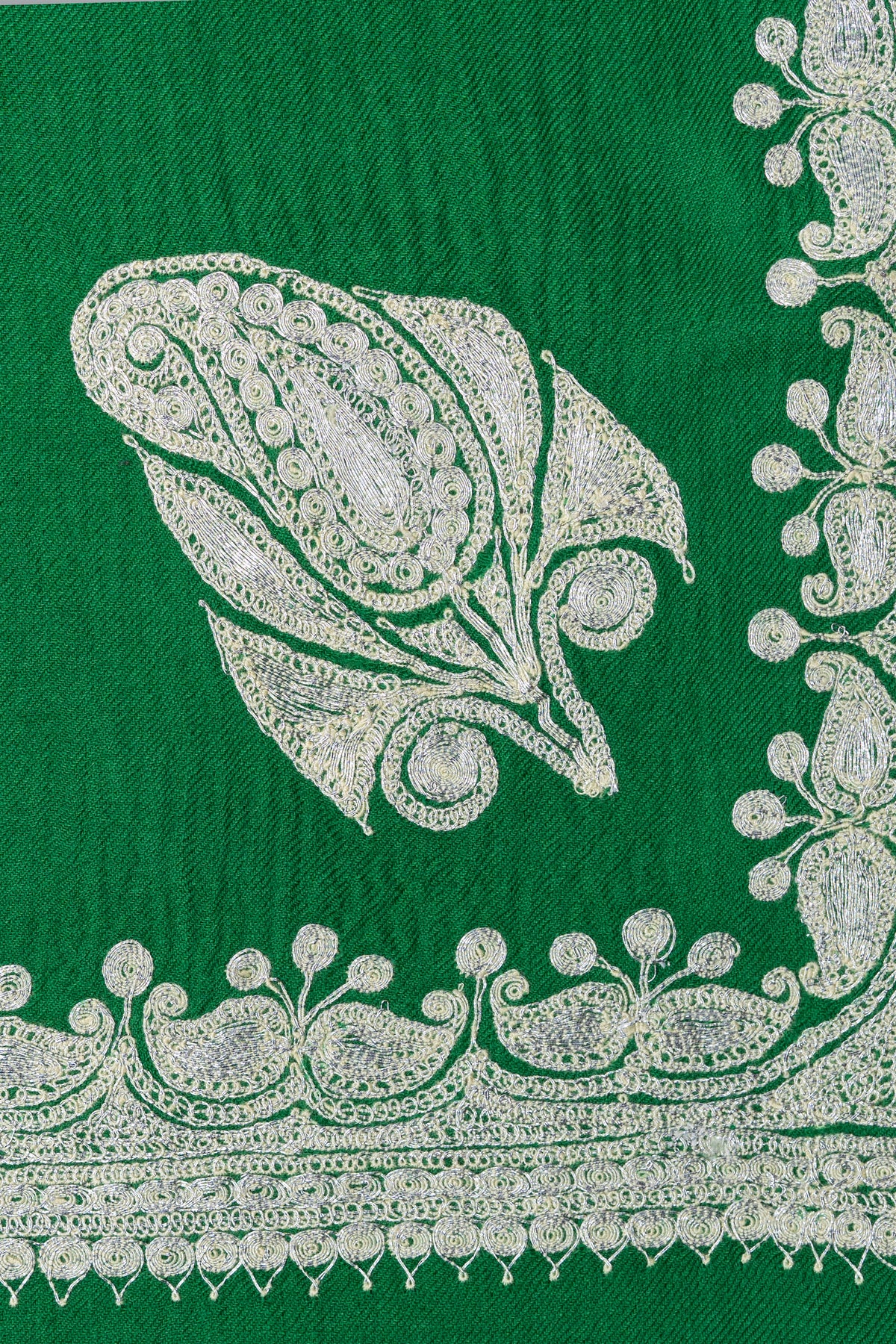 Tilla-Embroidered Fine Merino Wool Shawl