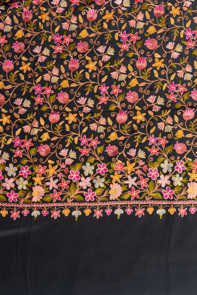 Elegant Black Crepe Saree with All Over Heavy Aari Embroidery - KashmKari