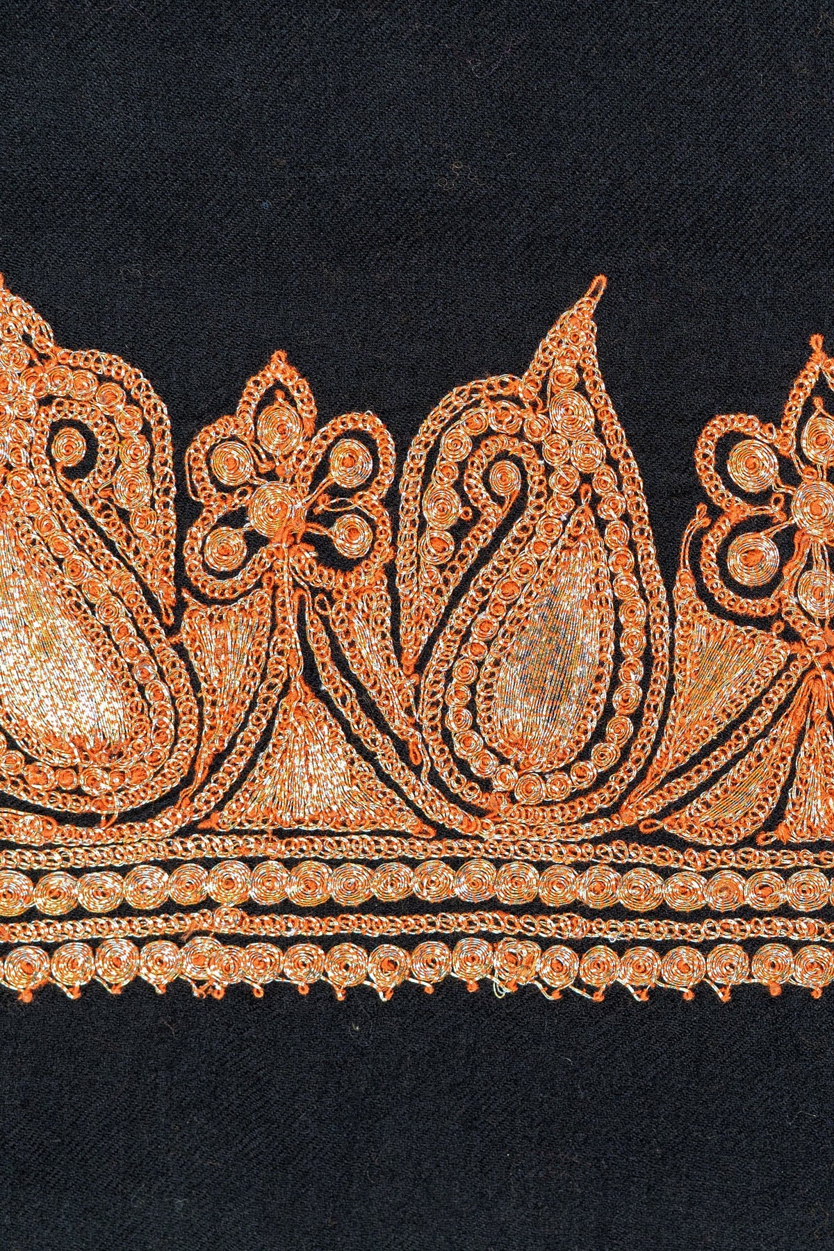 Paisley-Embroidered Fine Merino Wool Shawl