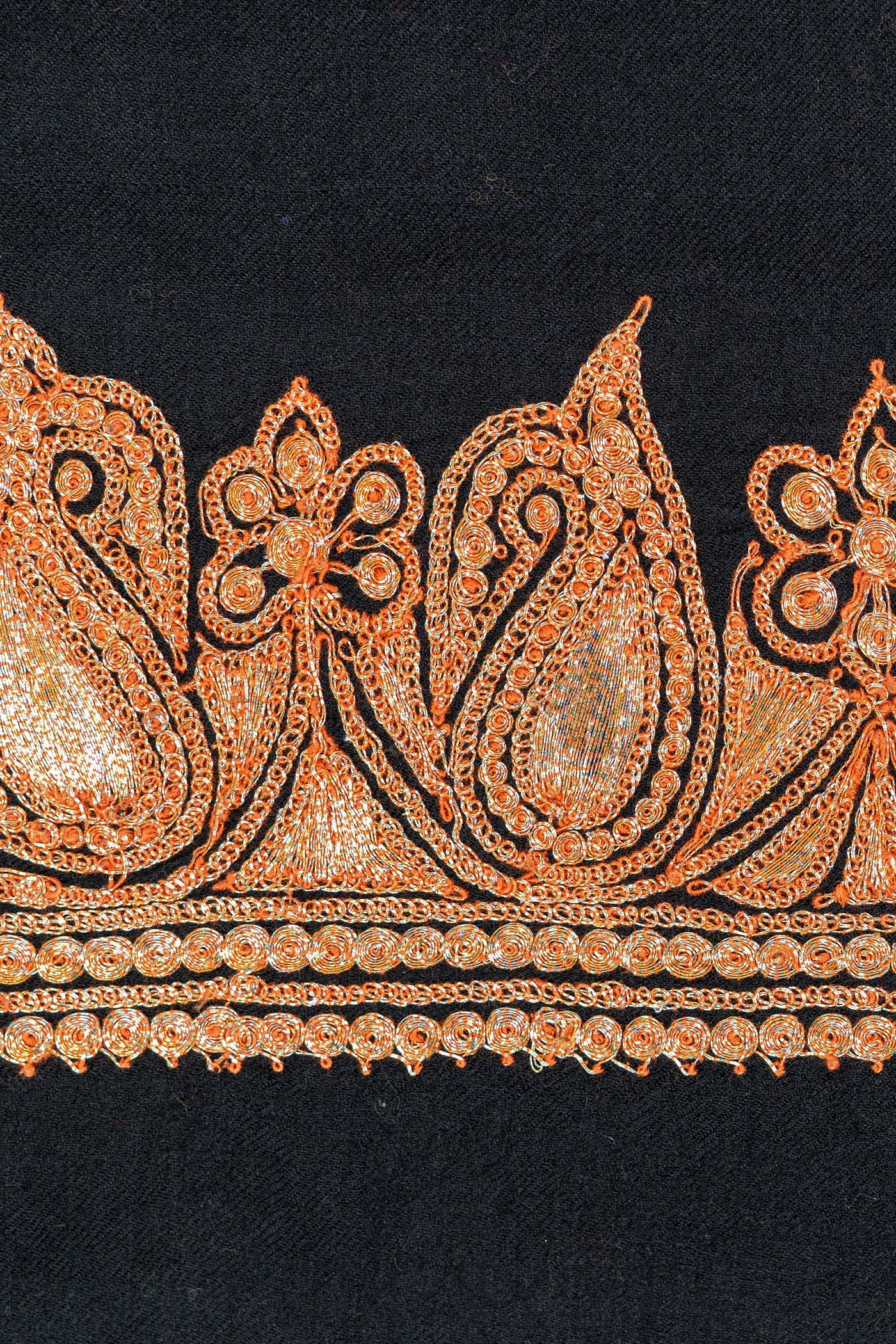 Paisley-Embroidered Fine Merino Wool Shawl
