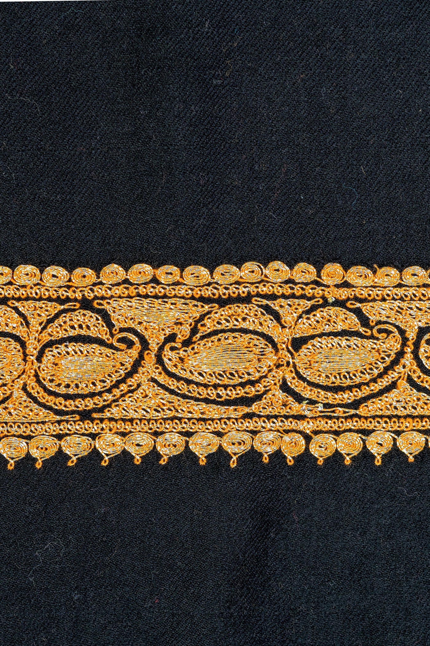 Paisley-Embroidered Fine Merino Wool Shawl