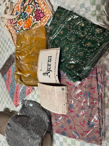 Aparna’s customer photograph of a Gul-e-Zar hand-embroidered scarf