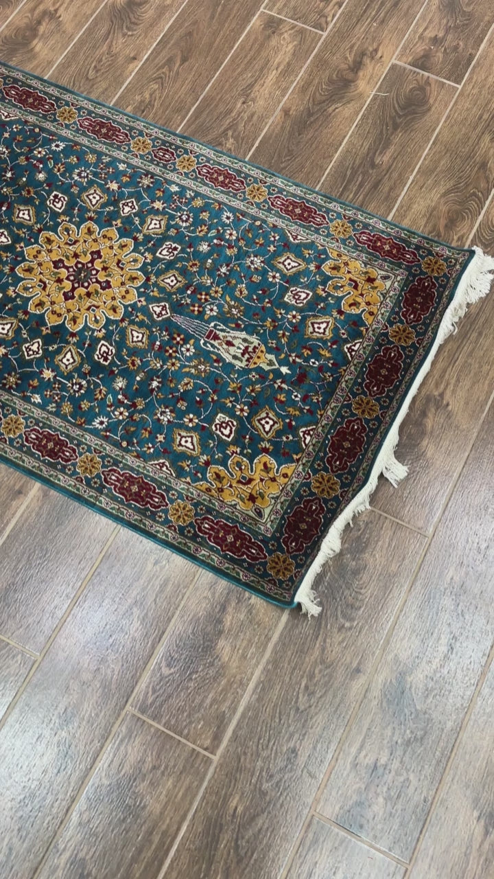 Royal Blossom - Pure Silk Hand Knotted Kashmiri Carpet (3FT * 5FT)