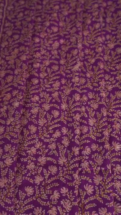Baad-e-Gul – Plum Sozni Hand-Embroidered Pashmina Shawl