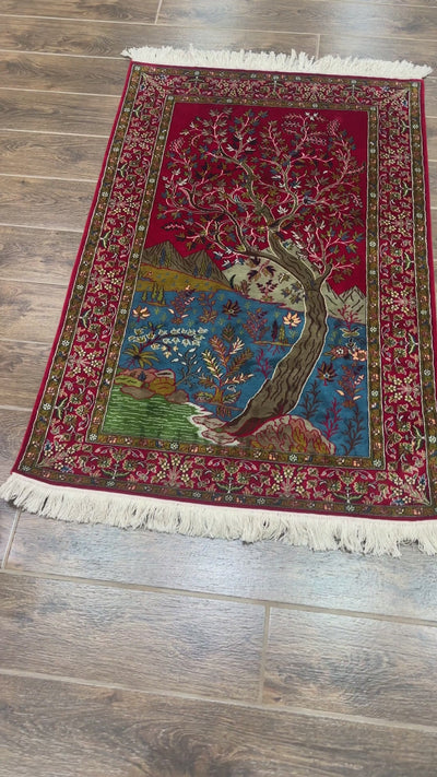 Tree of Life - Pure Silk Hand Knotted Kashmiri Carpet (2.5FT * 4FT)