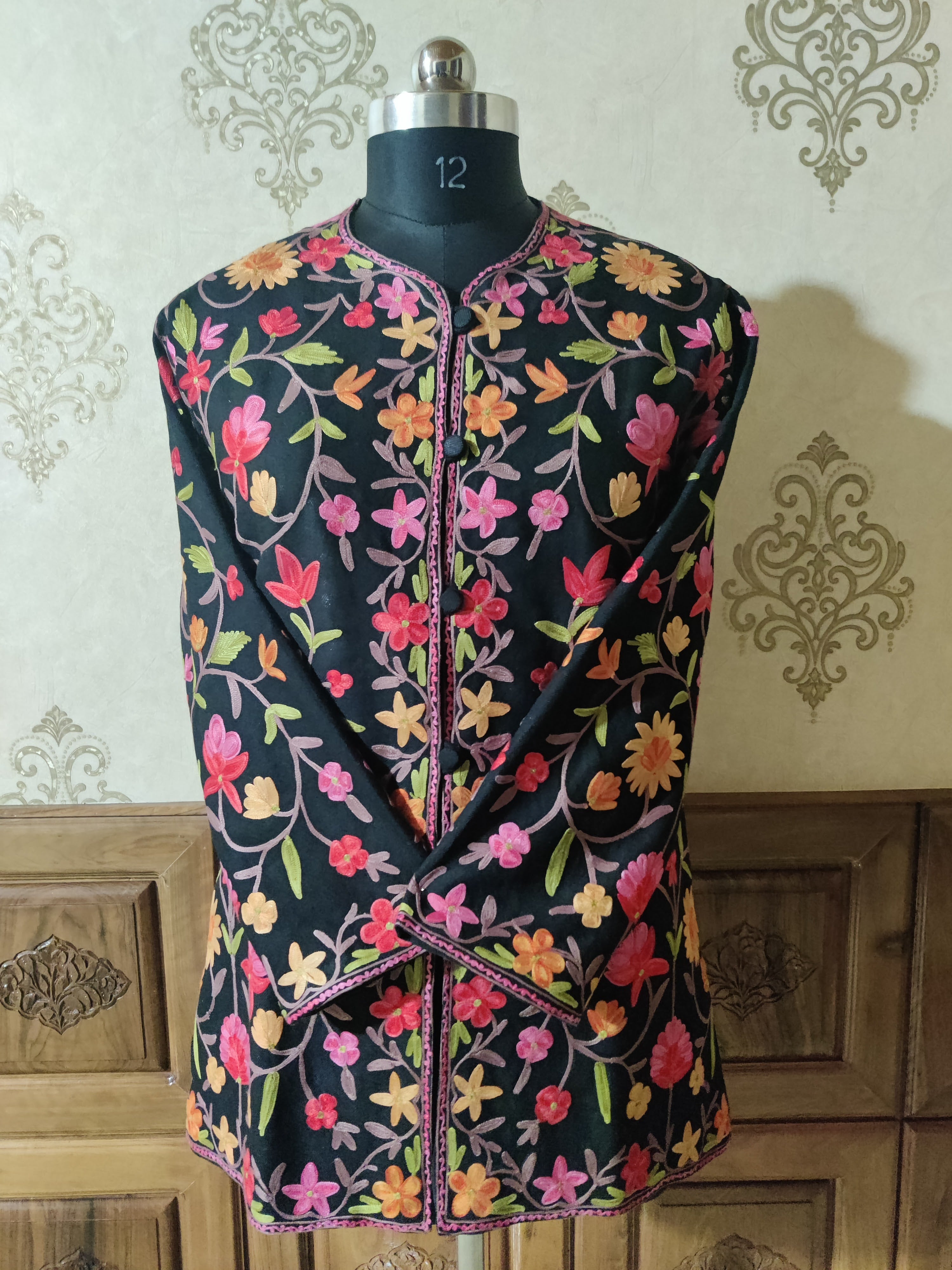 Get White Kashmiri coat With Bohemian Embroidery at best price Online ...