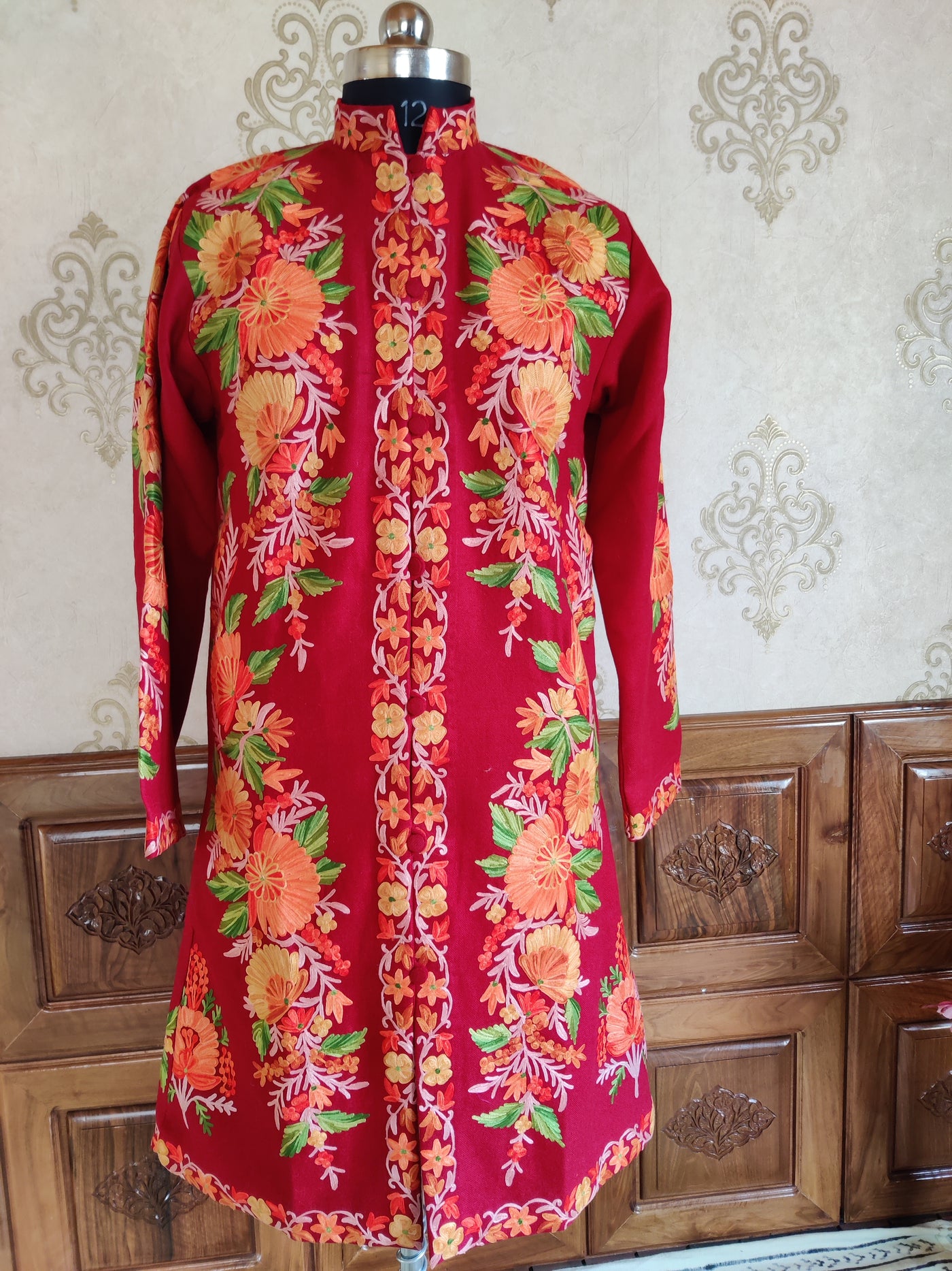 Kashmiri jacket with Floral embroidery - KashmKari