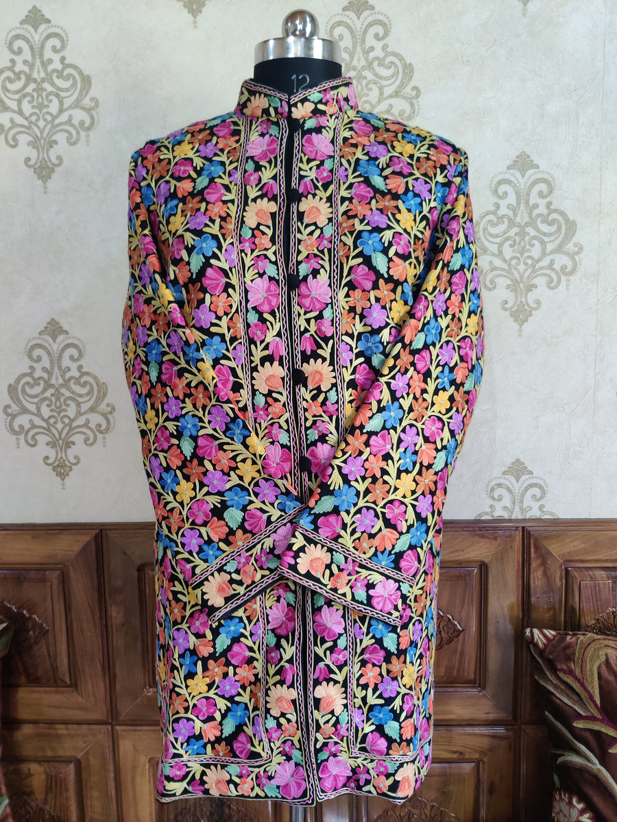 Kashmiri Jacket with Detailed Floral Embroidery - KashmKari