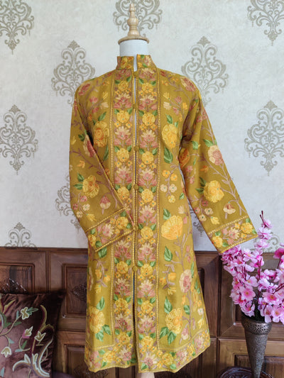 Longkashmiri jacket with Aari Embroidery - KashmKari