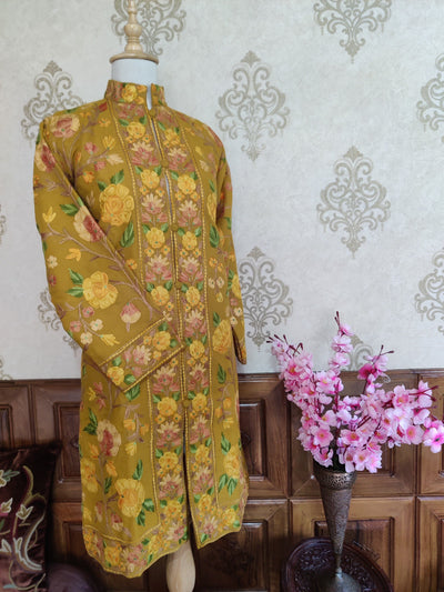 Longkashmiri jacket with Aari Embroidery - KashmKari