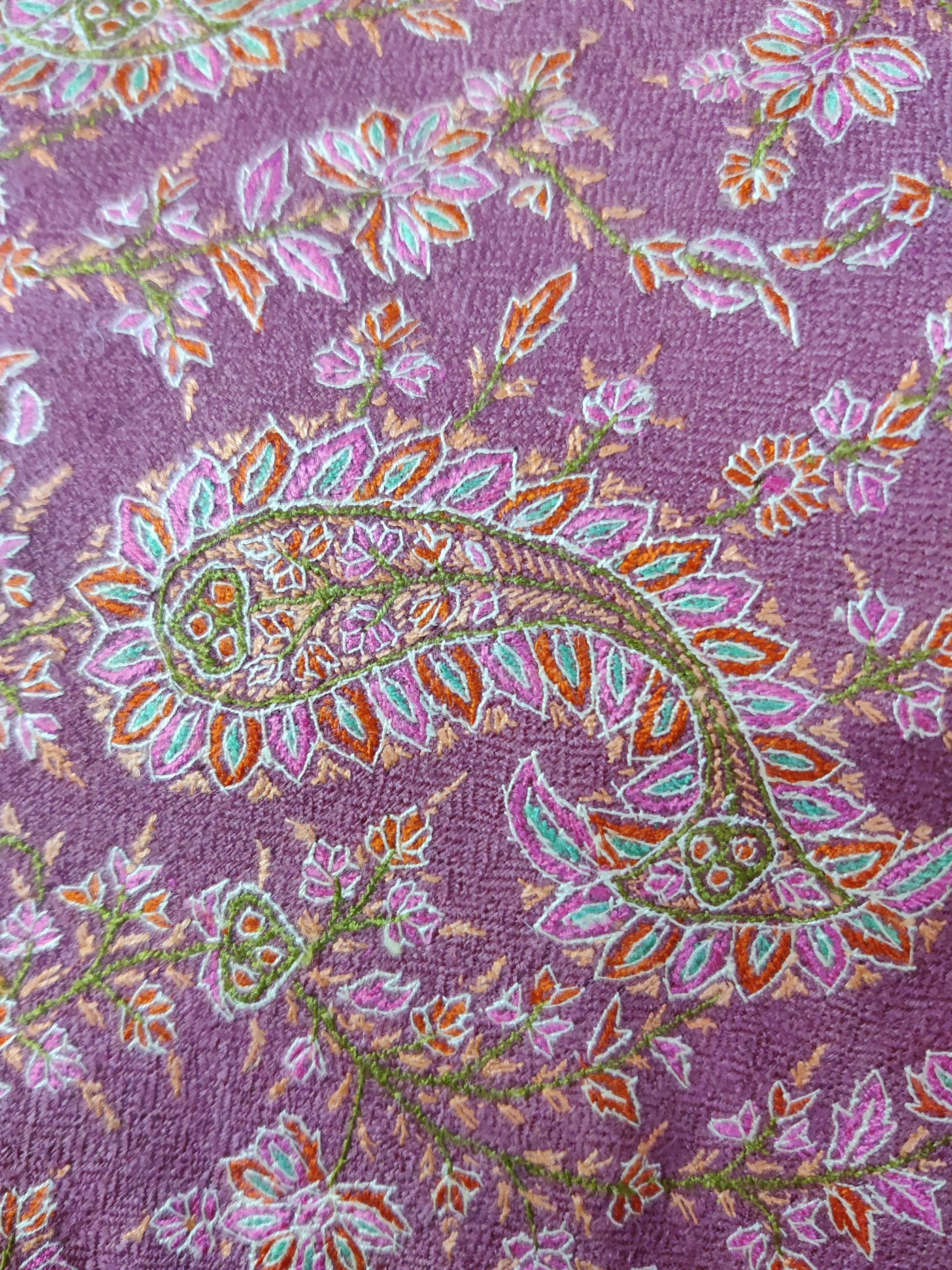 Pink Pure Pashmina / Cashmere Shawl with Multicolor Sozni Hand Embroidery - KashmKari