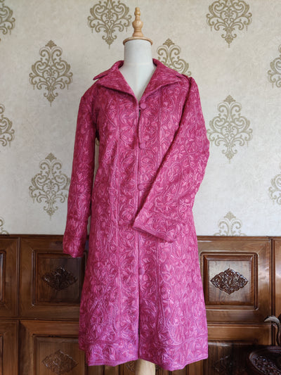 Long kashmiri jacket with Aari Embroidery - KashmKari