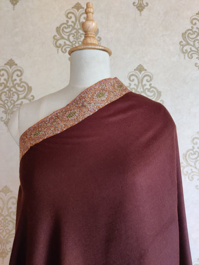 Pure Pashmina / Cashmere Shawl with Multicolor Sozni Hand Embroidery - KashmKari