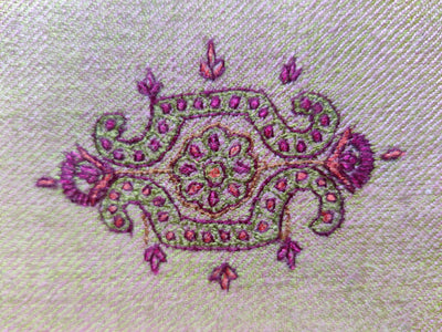 Dual Shade Pure Pashmina / Cashmere Shawl with Multicolor Sozni Hand Embroidery - KashmKari