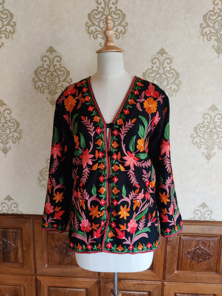 Short kashmiri jacket with Aari Embroidery - KashmKari