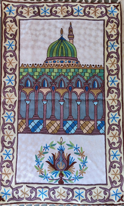 Kashmiri Hand-Embroidered Chain Stitch jainimaz (Prayer Mat) - KashmKari