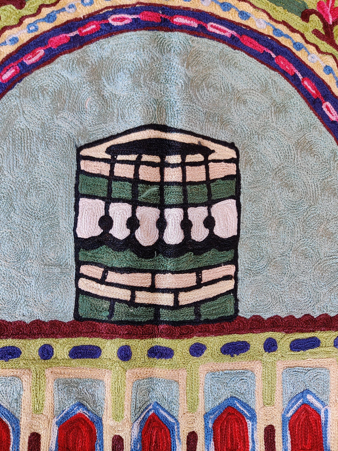 Kashmiri Hand-Embroidered Chain Stitch jainimaz (Prayer Mat) - KashmKari