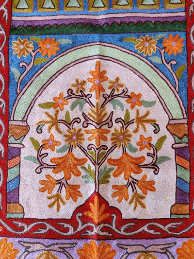 Kashmiri Hand-Embroidered Chain Stitch jainimaz (Prayer Mat) - KashmKari
